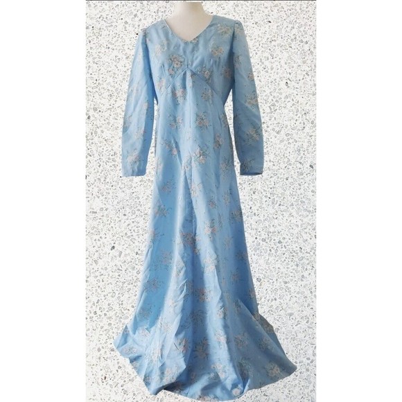VTG Women's Size M/L Boho Hippie Handmade Floral Long Sleeve Maxi Dress … - Picture 1 of 9